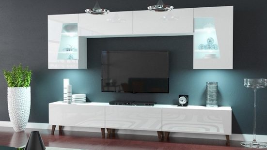 Cors S55 Wandschrank (mattweißer Korpus / glänzend weiße Front) - Milaros Markt