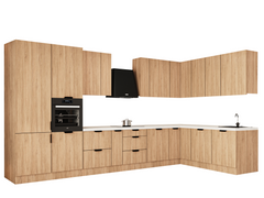 Winkelküche 405 x 205 cm Viel Stauraum Küchenzeile Küchenblock Ohne E-Geräten Einbauküche, Sorento KS5-M405 Sonoma Eiche
