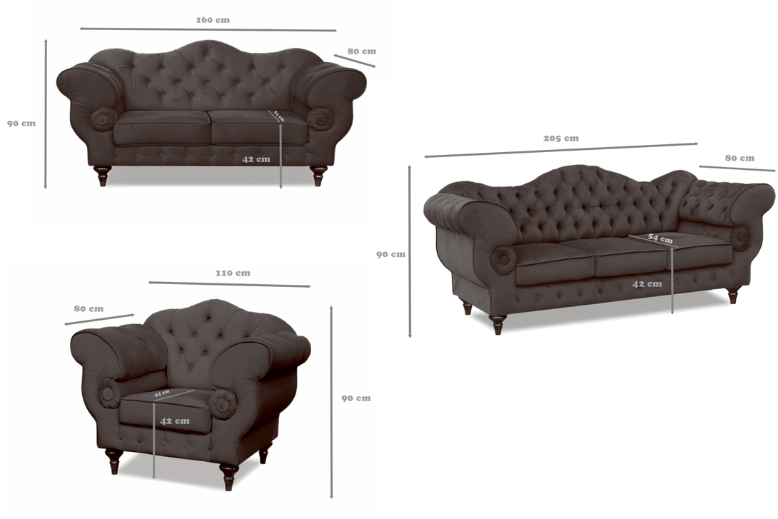 Polstergarnitur Chesterfield Gloria 3 - 2 - 1 - Premium Set - Handgemacht - Premium Materialien - Garantierte Qualität - Milaros Markt