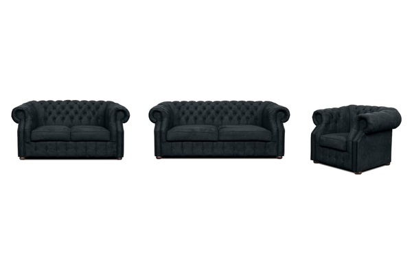 Chesterfield-Sofa Luxura - Echtleder Premium - Handgefertigt - Garantierte Qualität -, Premium Set 3 - 2 - 1,- 3 Teile - Milaros Markt