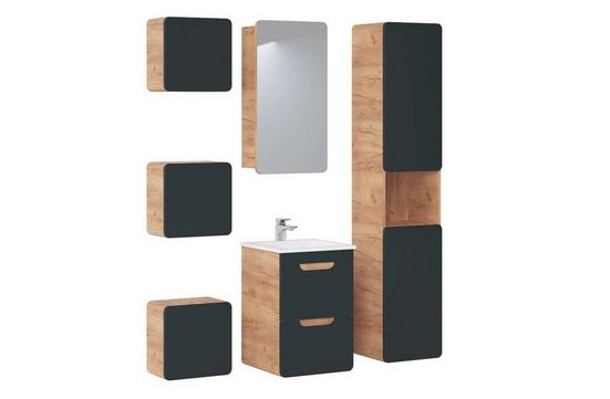 Badmöbel-Set - Perfekt für einen Hauch von Luxus., (Komplett Set, 7-St., Premium - Aruba Cosmos IV) - Milaros Markt