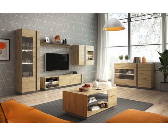 Wohnzimmer-Set - Aktualisieren Sie Ihr Zuhause mit einer modernen Wohnzimmergarnitur, (Komplett Set, 6-St., Premium - BASIC 3) - Milaros Markt