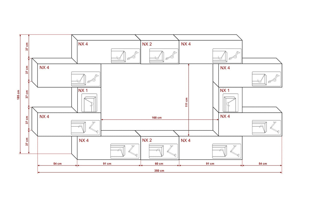 Wohnwand - Premium-Luxus 2024 - Beste Materialien für stilvolles Wohnzimmer - Wendy N71 - Milaros Markt