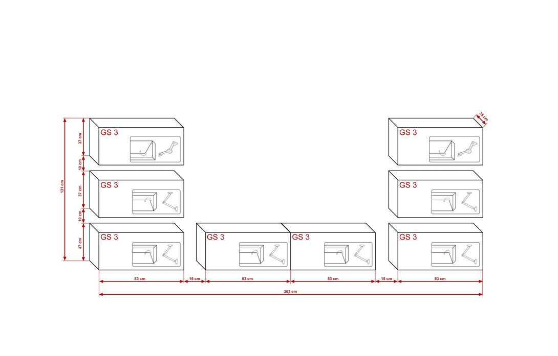 Henri N72 - Hochwertige Wohnwand: Premium Material für dein Wohnzimmer - (Komplett Set, 8-St., Premium Wohnwand) - Milaros Markt
