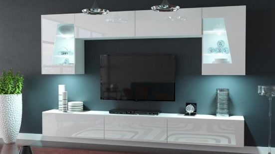 Cors S55 Wandschrank (mattweißer Korpus / glänzend weiße Front) - Milaros Markt