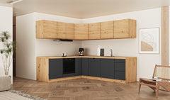 Winkelküche - Langen KL25-M240- Grau / Artisan Eiche