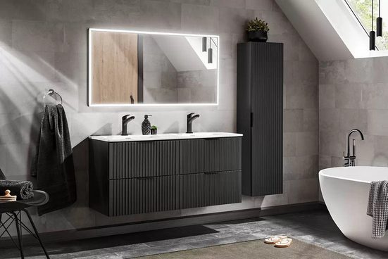 Badezimmer HängeSchrank - Adel Black - Bietet effiziente Lagerung. - Milaros Markt