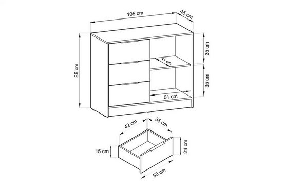 Kommode - Neria - Zuverlässige Kommode für tägliche Nutzung. - Milaros Markt