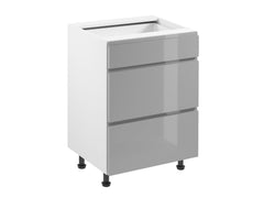 Unterschrank D40S3  - Aspen - Grau / Hochglanz