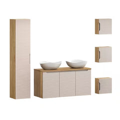 Badmöbel-Set BM155 - Luxor Beige L -Eiche geölt / Beige