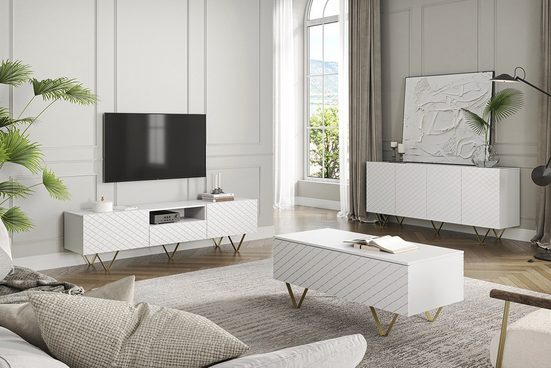 Kommode 190 cm - SCALIA - Ein Schatz für Ihr Zuhause, voller Eleganz und Charme. - Milaros Markt