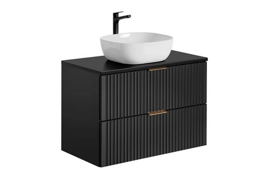 Waschbeckenunterschrank 80 cm, 60 cm - Adel Black - Hervorragende Fertigungsqualität. - Milaros Markt