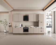 Küchenzeile 360 cm Küchenblock Einbauküche Ohne Arbeitsplatte , Sorento KS8-M360 , Beige/Dunkle Eiche