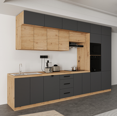 Küchenzeile - Langen KL9-M400 - Grau / Artisan Eiche