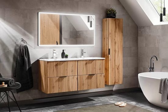Waschbeckenunterschrank - Adel Oak - Eleganter Waschbeckenschrank mit modernem Design. - Milaros Markt