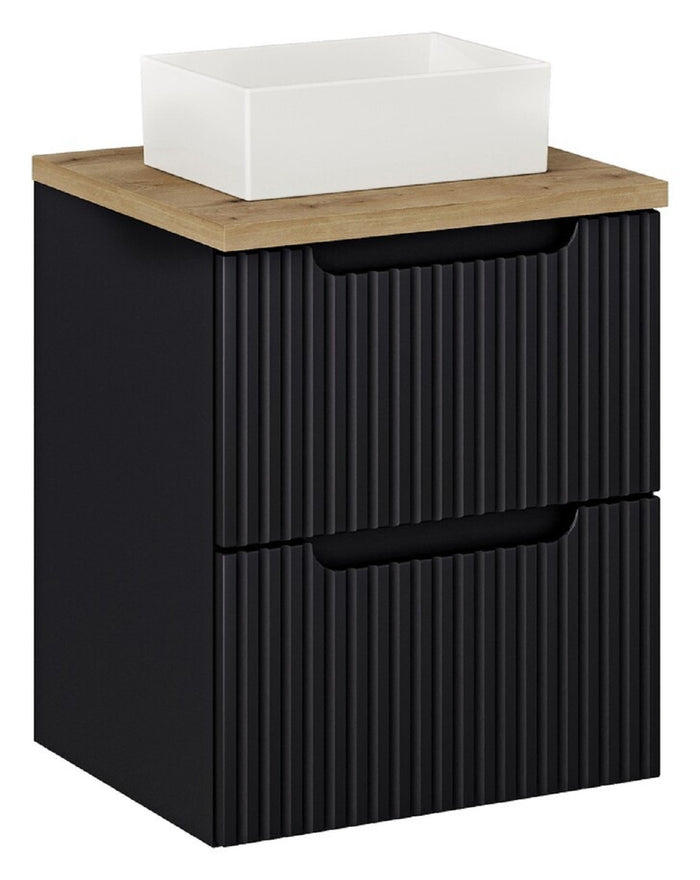 Badmöbel-Set BM124 -  Nova Black N  - Schwarz/Coast Evoke Eiche
