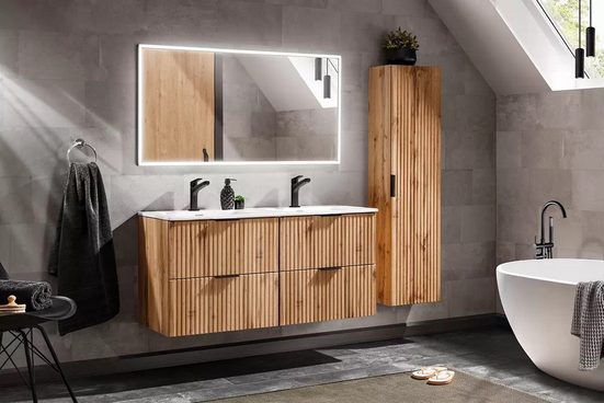 Waschbeckenunterschrank - Adel Oak - Eleganter Waschbeckenschrank mit modernem Design. - Milaros Markt