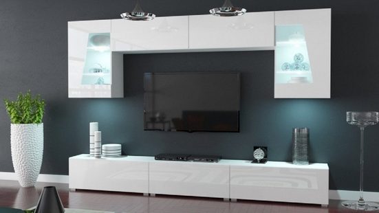Cors S55 Wandschrank (mattweißer Korpus / glänzend weiße Front) - Milaros Markt