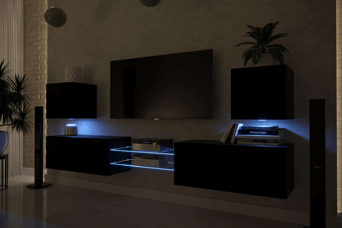 Wohnwand Zeitgemäßes Design in Premium-Qualität - Moderne Eleganz - Stimmungsvolle Beleuchtung - Milaros Markt