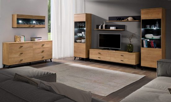 Wohnzimmer-Set Premium Living für stilvolle Raumgestaltung, (Komplett Set, 7-St., VIOLA), Zeitgemäßes Design und Komfort - Milaros Markt