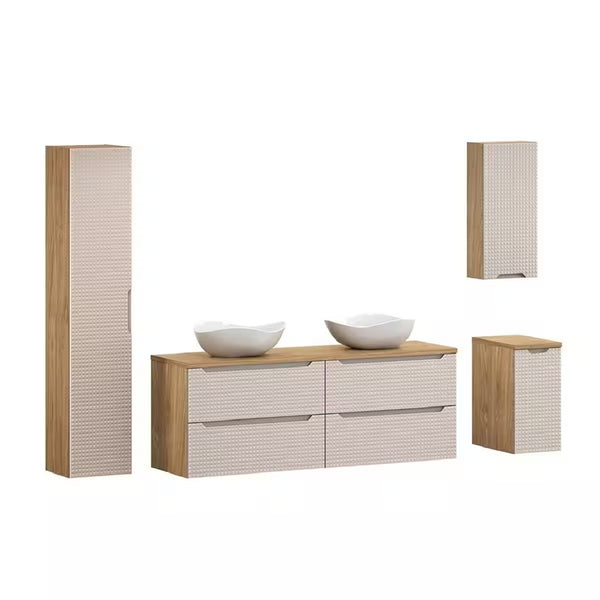 Badmöbel-Set BM156 - Luxor Beige L -Eiche geölt / Beige