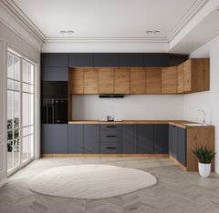Winkelküche - Langen KL10-M360- Grau / Artisan Eiche