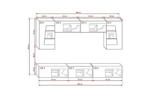 Cors S55 Wandschrank (mattweißer Korpus / glänzend weiße Front) - Milaros Markt