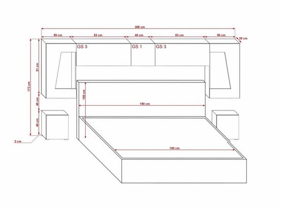 Schlafzimmer-Set - Schaffen Sie einen komfortablen Raum speziell für Ihre Bedürfnisse - Panama 11M - Milaros Markt