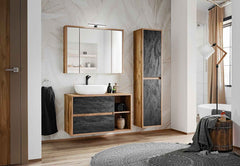 Badmöbel-Set BM12 - Hampton H  - Huton Oak / Dark Concrete