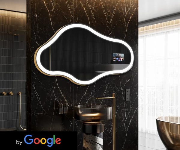 Unregelmäßiger Badpiegel mit LED SMART C222 Google.