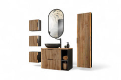 Badmöbel-Set BM05 -  Xilo X  - Wotan Oak / Gray Rock