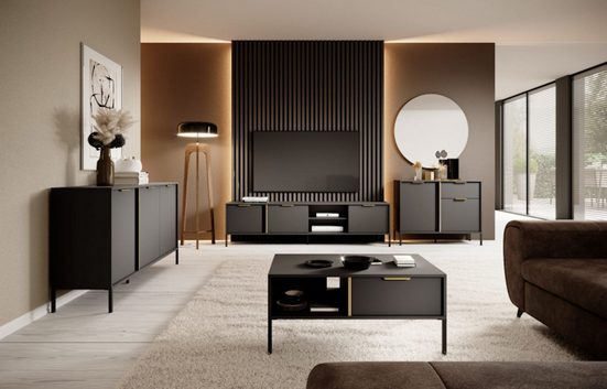 Wohnzimmer-Set - LARS - Stil und Funktionalität / WANDEINHEIT2, (Komplett-Set, 4-St) - Milaros Markt