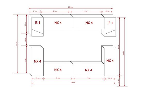 Moderne Möbel Wohnwand Weiß S15 - Milaros Markt