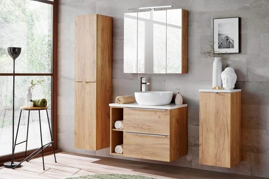 Waschbeckenunterschrank - Capri Oak - Stilvolle Verbindungseinheit. - Milaros Markt