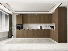 Winkelküche 385 x 285 cm Ohne Arbeitsplatte Eckküche Einbauküche , Sorento KS11-M385 , Dunkle Eiche