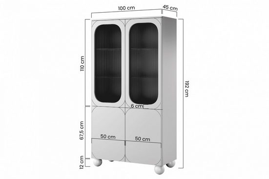 Vitrine - Eleganter Glas- SONATIA II - Schrank für Ihre Sammlerstücke. - Milaros Markt
