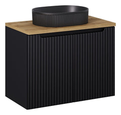 Badmöbel-Set BM125 -  Nova Black N  - Schwarz/Coast Evoke Eiche