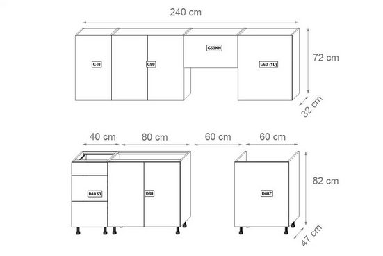 Küchenzeile - Perfekte Lösung für Ihre Küche, (Komplett Set) - Milaros Markt