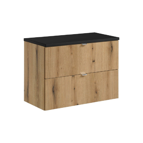 Badmöbel-Set BM233 - Nova Oak N - Coast Evoke Oak / Schwarz Matt