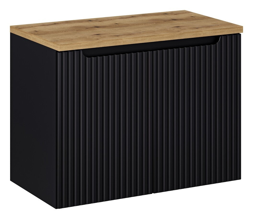 Waschbeckenunterschrank BM120 -  Nova Black N - Schwarz Matt / Coast Evoke Eiche
