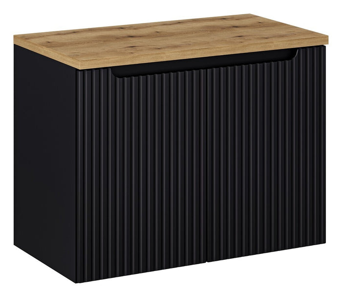 Waschbeckenunterschrank BM120 -  Nova Black N - Schwarz Matt / Coast Evoke Eiche