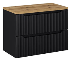 Waschbeckenunterschrank BM121 -  Nova Black N - Schwarz Matt / Coast Evoke Eiche
