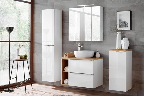 Badezimmer Hochschrank - Capri White - Stilvolle und platzsparende Aufbewahrung. - Milaros Markt