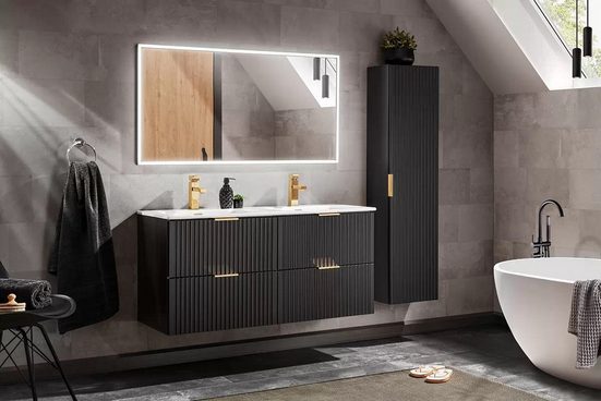Badezimmer HängeSchrank - Adel Black - Bietet effiziente Lagerung. - Milaros Markt