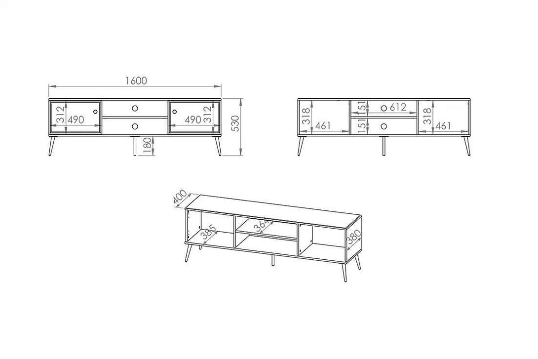 TV-Schrank - Riomi -  Hochwertige mit raffiniertem Stauraum für Ihre Technik. - Milaros Markt