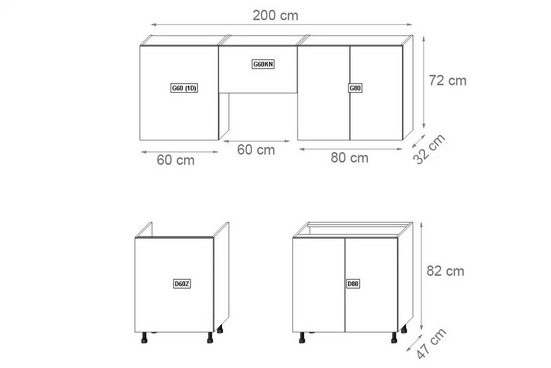Küchenzeile - Perfekte Lösung für Ihre Küche, (Komplett Set) - Milaros Markt