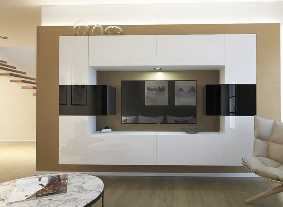 Möbel für Wohnzimmer Schwarz Weiß Hochglanz - Milaros Markt