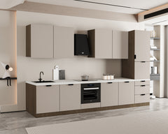 Küchenzeile 360 cm Küchenblock Einbauküche Ohne Arbeitsplatte , Sorento KS8-M360 , Beige/Dunkle Eiche