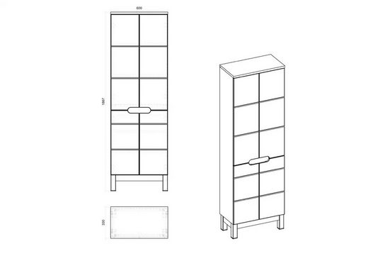Hochschrank - Badschrank - Bali White - Praktische und effiziente Aufbewahrung. - Milaros Markt