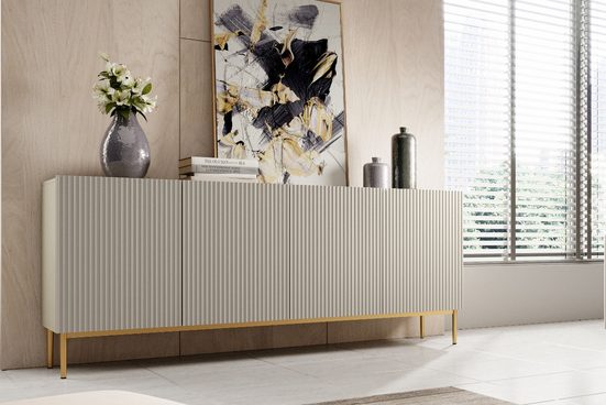 Kommode 200 cm - NICOLE - Modernes Design mit Gold Beinen. - Milaros Markt